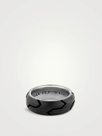 Forged Carbon Beveled Band Ring Sterling Silver