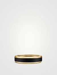Beveled Band Ring 18k Yellow Gold With Black Titanium, 6mm