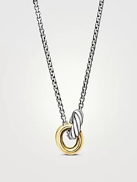 Petite Cable Linked Necklace In Sterling Silver With 14k Yellow Gold, 15mm