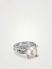 Cable Collectibles® Pearl Ring Sterling Silver With Diamonds