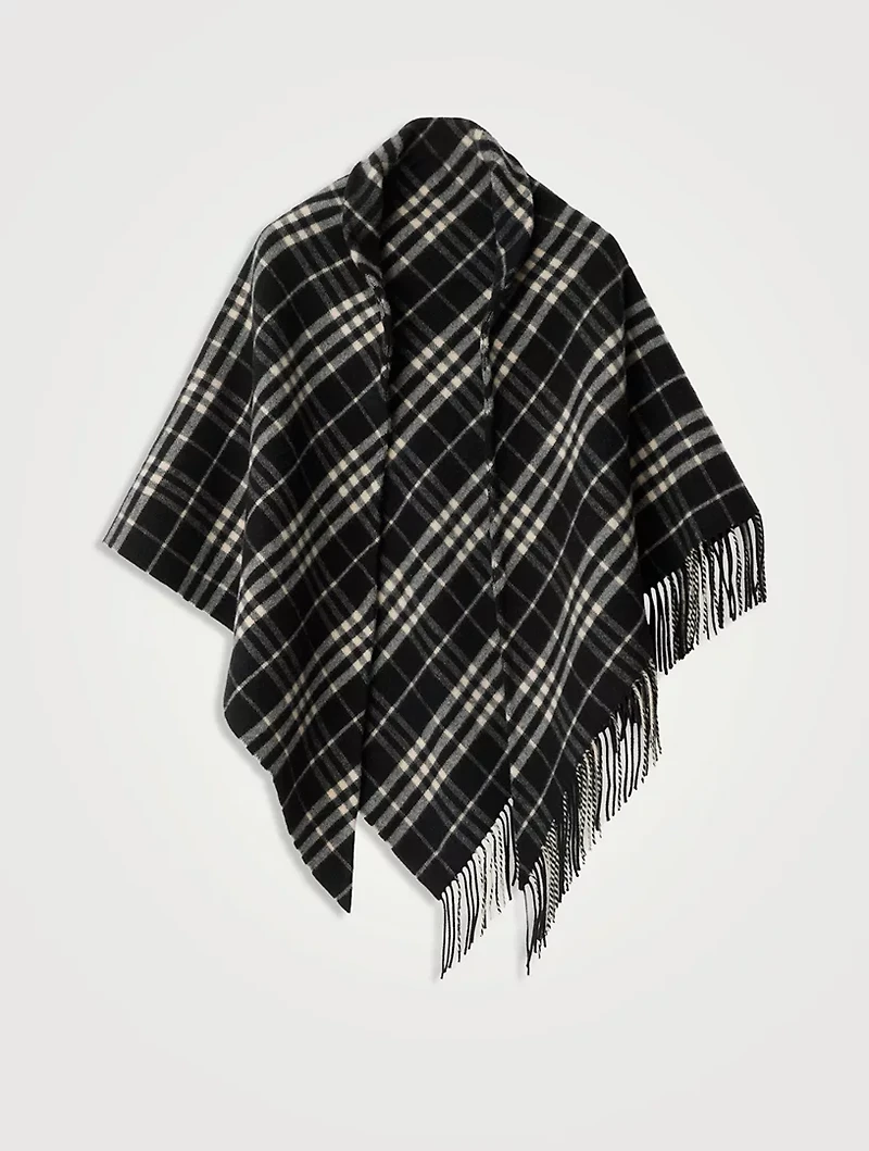 Check Wool Cashmere Cape