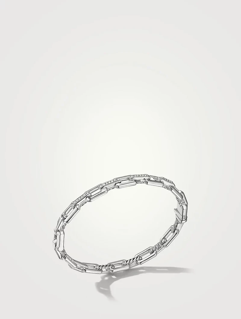 Stax Link Bracelet Sterling Silver With Pavé Diamonds
