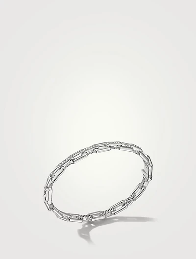 Stax Link Bracelet Sterling Silver With Pavé Diamonds