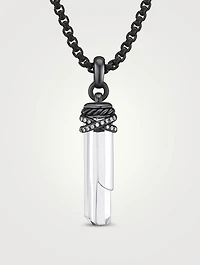 Wrapped Crystal Amulet With Blackened Silver And Pavé Diamonds