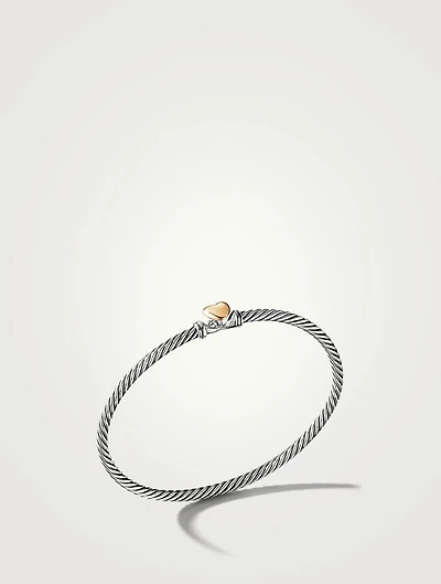 Cable Collectibles® Heart Bracelet Sterling Silver With 18k Yellow Gold