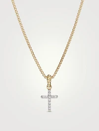 Cable Collectibles® Cross Amulet In 18k Yellow Gold With Pavé Diamonds