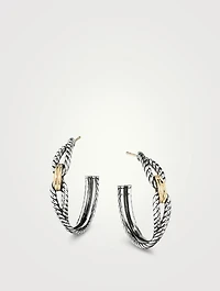 Cable Loop Hoop Earrings In Sterling Silver With 18k Yellow Gold