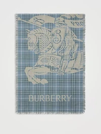 Wide Ekd Check Wool Scarf