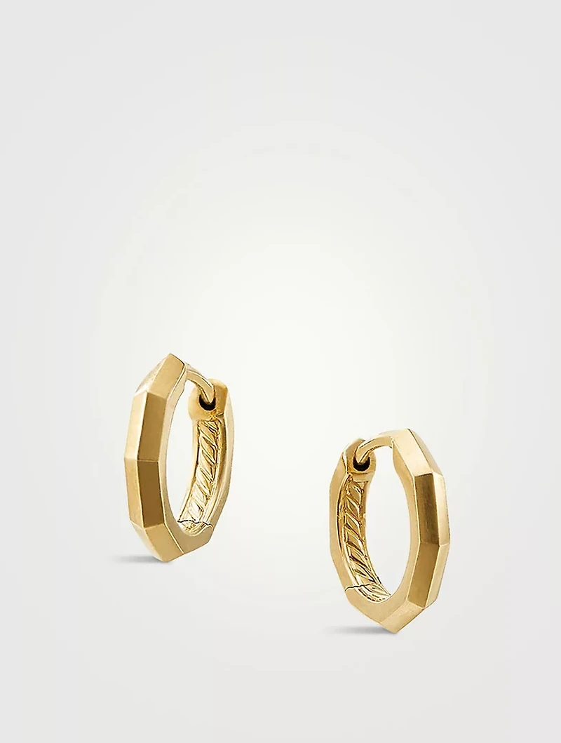 Stax Faceted Huggie Hoop Earrings In 18k Yellow Gold
