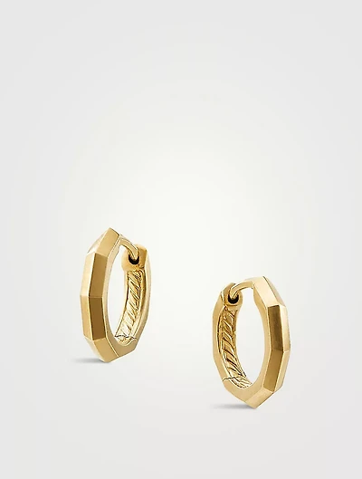 Stax Faceted Huggie Hoop Earrings In 18k Yellow Gold