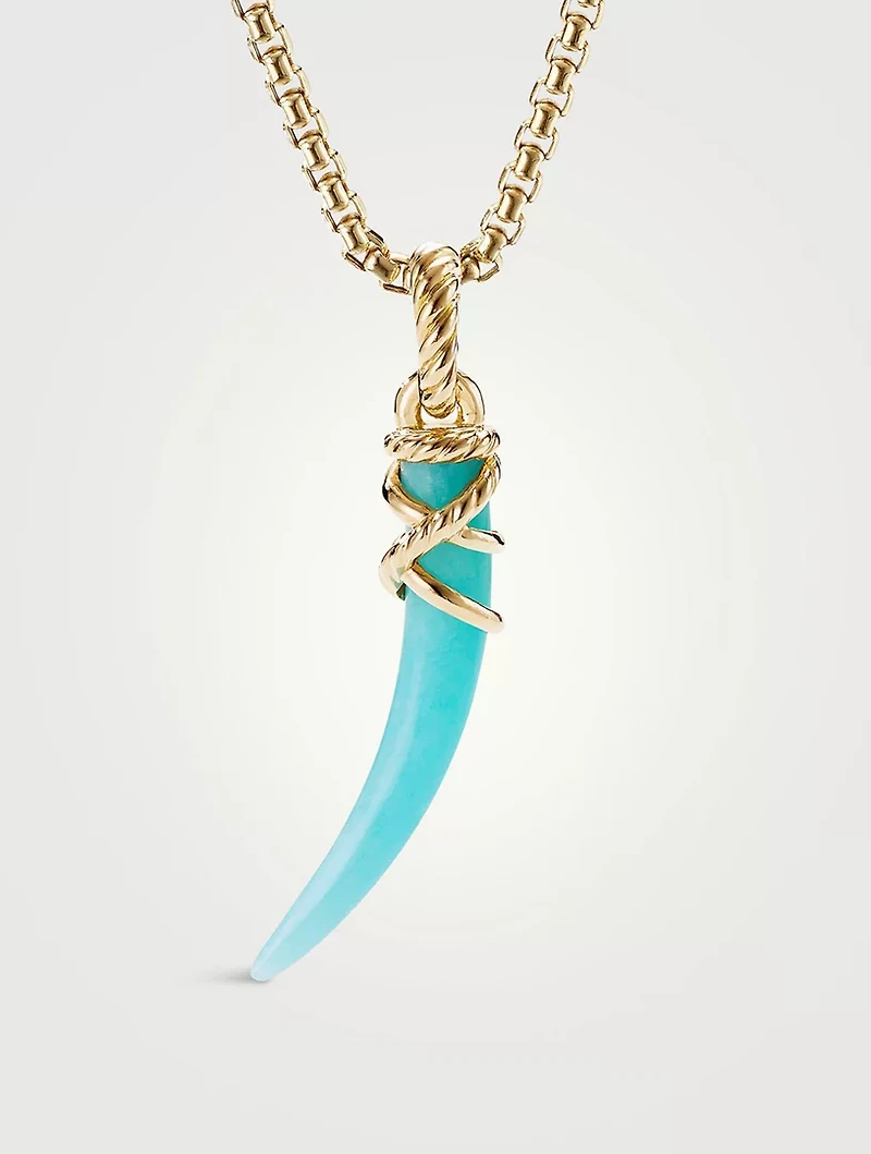 Tusk Amulet With Amazonite And 18k Yellow Gold