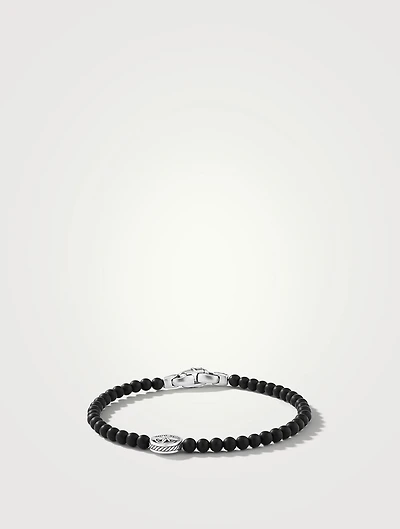 Spiritual Beads Compass Bracelet Sterling Silver With Black Onyx