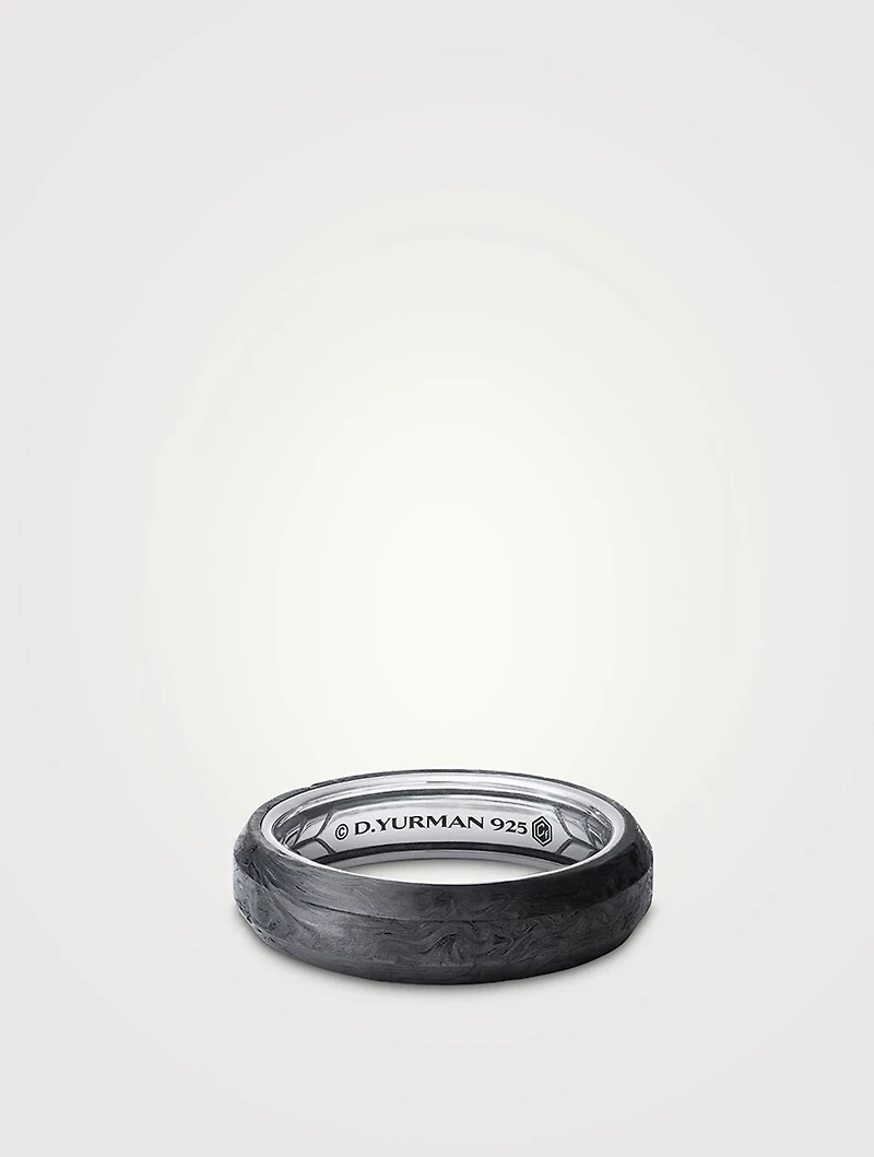 Beveled Band Ring Sterling Silver With Forged Carbon