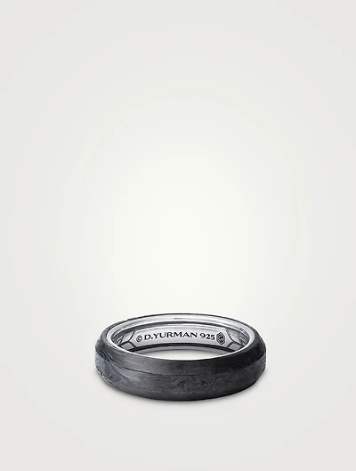 Beveled Band Ring Sterling Silver With Forged Carbon