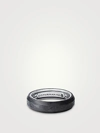 Beveled Band Ring Sterling Silver With Forged Carbon