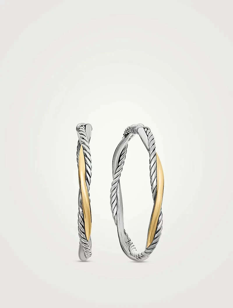Infinity Hoop Earrings In Sterling Silver With 14k Yellow Gold, 42mm