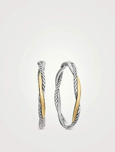 Infinity Hoop Earrings In Sterling Silver With 14k Yellow Gold, 42mm