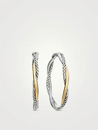 Infinity Hoop Earrings In Sterling Silver With 14k Yellow Gold, 42mm