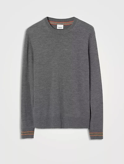 Icon Stripe Trim Wool Sweater