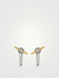 Dy Mercer® Petite Toggle Chain Stud Earrings In Sterling Silver With 18k Yellow Gold, 38.2mm