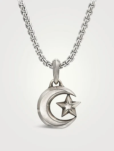 Star And Crescent Amulet In Sterling Silver
