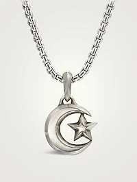 Star And Crescent Amulet In Sterling Silver