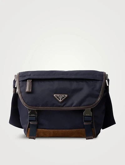 Medium Re-nylon And Leather Shoulder Bag