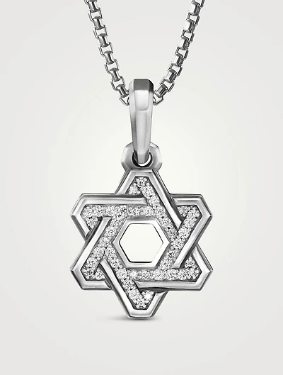 Deco Star Of David Pendant With Pavé Diamonds