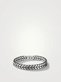 Chevron Woven Bracelet Sterling Silver With Black Nylon