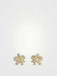 Pavé Crossover Stud Earrings In 18k Yellow Gold With Diamonds, 9mm