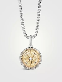 Maritime® Compass Amulet In Sterling Silver With 18k Yellow Gold And Center Diamond