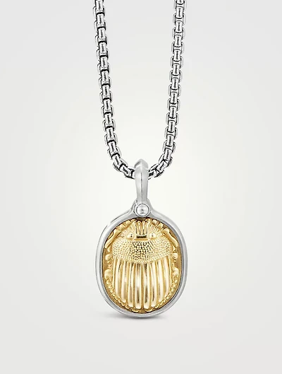 Petrvs® Scarab Amulet In Sterling Silver With 18k Yellow Gold