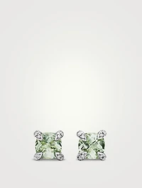 Petite Chatelaine® Stud Earrings In Sterling Silver With Prasiolite And Diamonds, 6mm