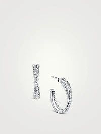 Pavé Crossover Hoop Earrings In 18k Gold With Diamonds