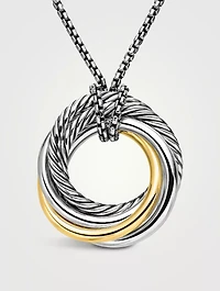 Crossover Pendant Necklace In Sterling Silver With 14k Yellow Gold, 28mm
