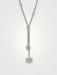 Starburst Y Necklace In Sterling Silver With Pavé Diamonds