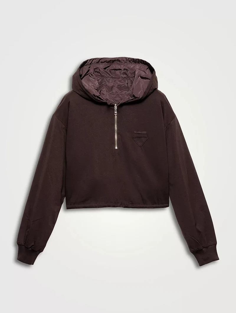Reversible Cotton Jersey And Re-nylon Hoodie