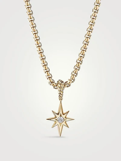North Star Birthstone Amulet In 18k Yellow Gold With Center Diamond