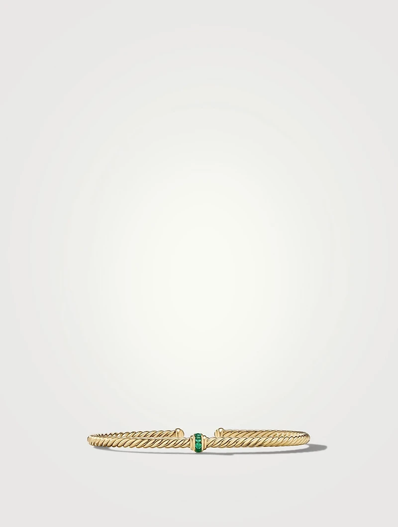 Classic Cablespira® Center Station Bracelet 18k Yellow Gold With Pavé Emeralds