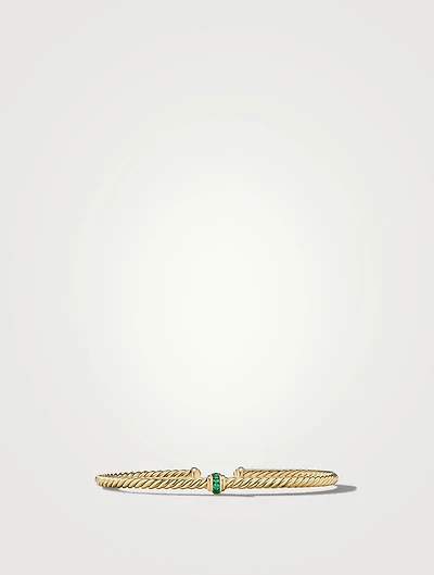 Classic Cablespira® Center Station Bracelet 18k Yellow Gold With Pavé Emeralds