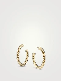 Sculpted Cable Hoop Earrings In 18k Yellow Gold