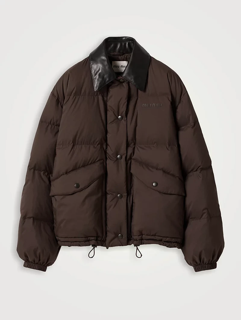 Technical Pongé Cropped Down Jacket