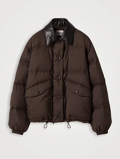 Technical Pongé Cropped Down Jacket