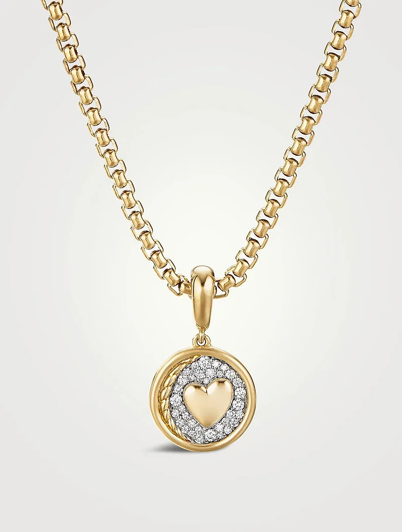 Sy Heart Amulet In 18k Yellow Gold With Pavé Diamonds