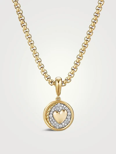 Sy Heart Amulet In 18k Yellow Gold With Pavé Diamonds