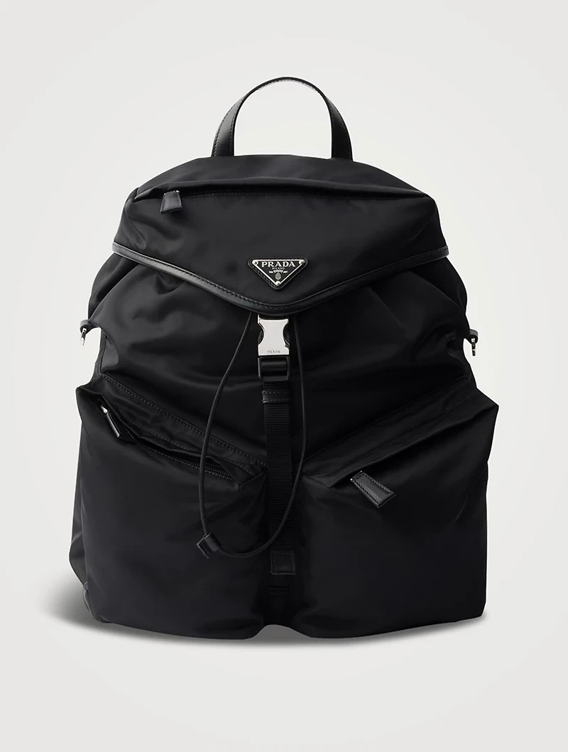 Re-nylon And Leather Backpack
