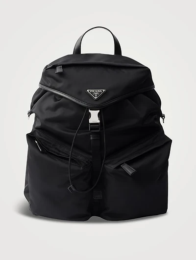 Re-nylon And Leather Backpack