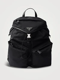 Re-nylon And Leather Backpack