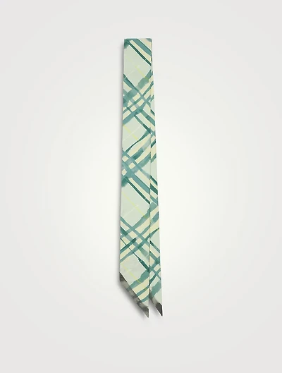 Skinny Reversible Check Silk Scarf
