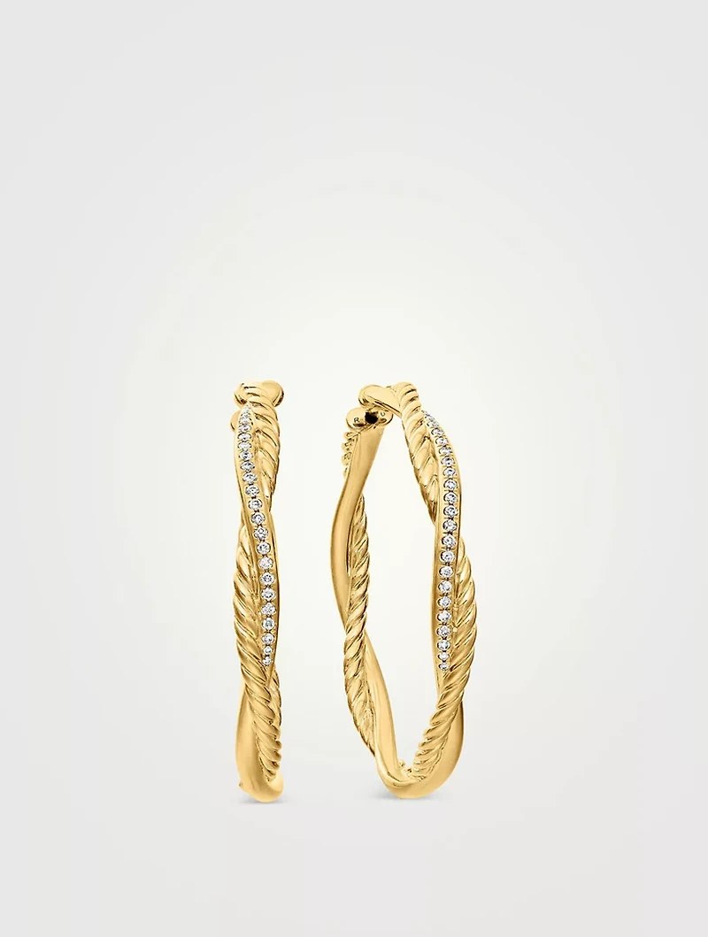 Infinity Hoop Earrings In 18k Yellow Gold With Diamonds, 42mm